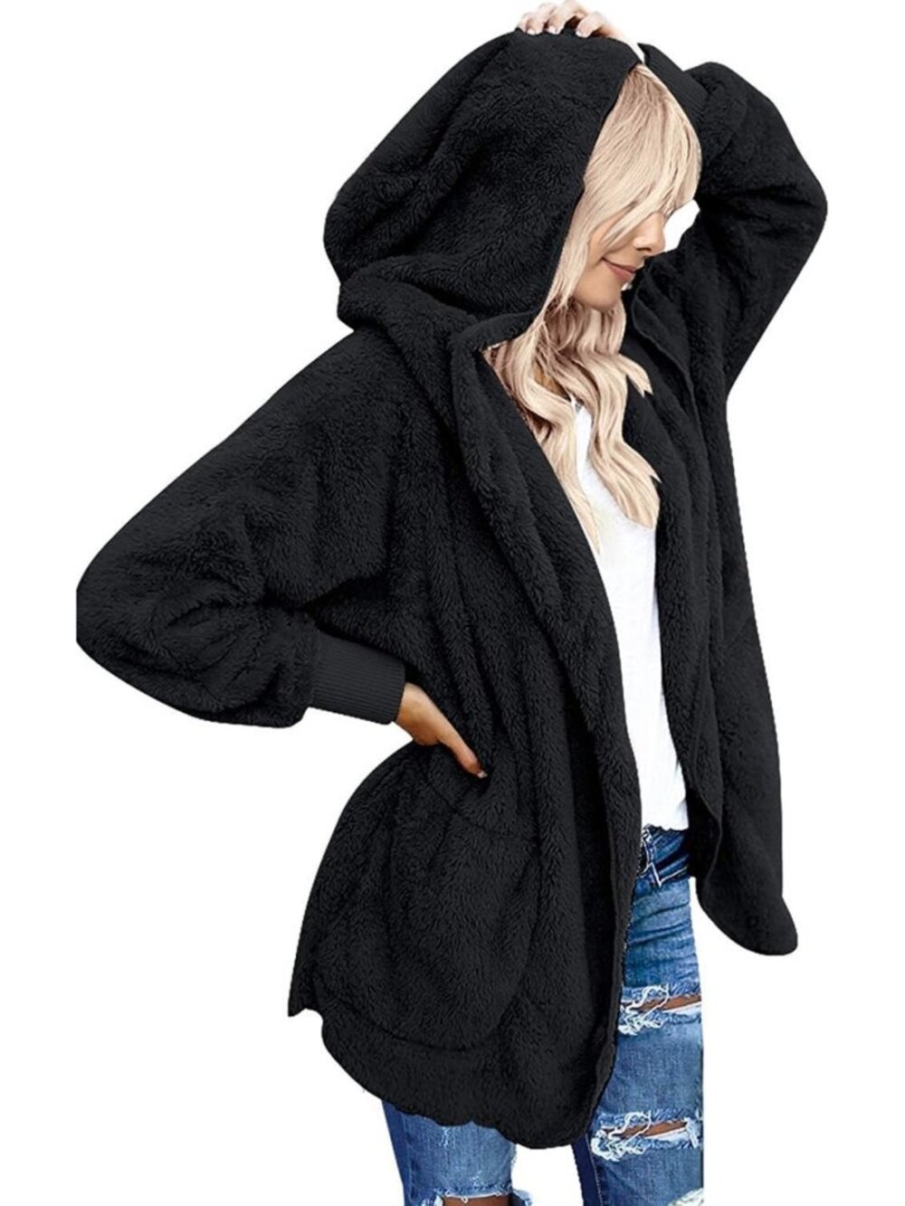 Cozy Oversized Sherpa Jacket | Fuzzy Fleece Cardigan, Plus Size Fall Coat, Warm